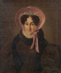 European School 19th Century Portrait of a Lady with a Pink Hat