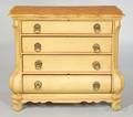Dutch Rococostyle Painted and Faux Grained Bombe Chest of Drawers