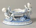 Continental Blue Enamel Decorated Porcelain Figural Center Bowl