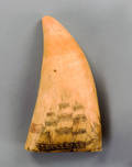 Scrimshaw whale tooth mid 19th c