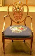 Neoclassicalstyle Polychrome Paintdecorated Maple Armchair