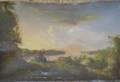 British School 19th Century Panoramic Landscape with Seated Man
