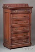 Victorian Carved Mahogany SixDrawer Lockend Tall Chest