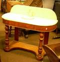 Victorian White Marbletop Walnut and Fruitwood Veneer Dshaped Washstand