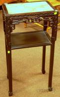Two Chinese Marbleinset Carved Hardwood Stands