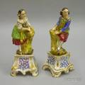 Pair of Continental Handpainted Porcelain Figural Sprig Holders