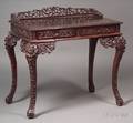 Chinese Export Carved Hardwood Flattop TwoDrawer Writing Desk