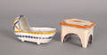 Prattware cradle and stool ca 1800