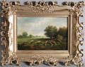 Oil on canvas landscape with sheep