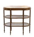 Louis XVI Style Marble Top Table w 2 Caned Tiers