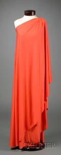 Halston Orange Jersey Asymmetrical Single Shoulder Dress