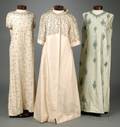 Two Vintage 1960s Beaded Silk Evening Gowns and a Lillie Rubin White Beaded Silk Evening Coat