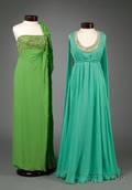 Two Vintage Lillie Rubin Bead and Jewel Embellished Silk Organza Gowns