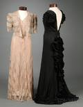 Vintage 1940s Black Silk Evening Dress
