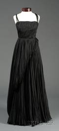French Couture Black Silk Organza Greekstyle Gown
