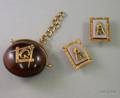Masonic Fob and Pair of Gold Masonic Cuff Buttons