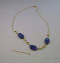 14kt Gold and Carved and Pierced Lapis Necklace