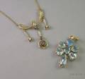 Gold and Aquamarine Cross Pendant and a 14kt Gold Diamond and Sapphire Lavaliere
