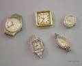 Ladys Five Art Deco and Later Diamond Accented 14kt Gold or Platinum Wristwatches