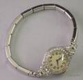 Ladys Art Deco 17jewel Elgin Platinum and Diamond Wristwatch