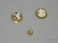 Two Large Shell Carved Cameo PendantBrooches and a Small Onyx Cameo and Seed Pearl Pendant