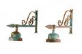 Iron Weathered Teal Painted Sconce Pair  19th C