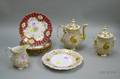 Set of Six Ridgway Red and Gilt Porcelain Plates and a Sixpiece Paris Porcelain Gilt Tea Set