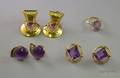Three Gold and Silver and Amethyst Earrings and a Gold and Amethyst Ring