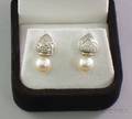 18kt White Gold Diamond and Pearl Earrings