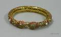 Indian 14kt Gold Ruby Emerald and Pearl Bangle