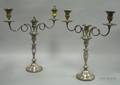 Pair of Silver Plated Convertible Threelight Candelabra with Weighted Base