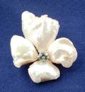 Art Nouveau Freshwater Pearl and Blue Zircon Brooch