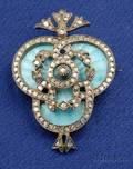 Antique Enamel and Diamond Brooch