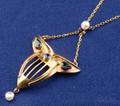 Jugendstil 14kt Gold Sapphire and Pearl Pendant Necklace