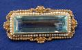 Antique 14kt Gold Aquamarine and Seed Pearl Brooch