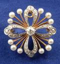 Edwardian Seed Pearl and Diamond Snowflake Brooch