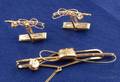 14kt Gold Fishing Rod Tie Clip and Cuff Links