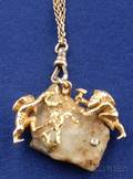 Antique 14kt Gold and Gold Quartz Gold Rush Pendant