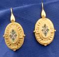 Antique 14kt Gold Diamond and Emerald Earpendants