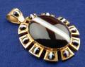 Victorian 14kt Gold and Banded Agate Pendant