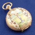 Antique 14kt Gold Enamel and Diamond Pocket Watch Billodes