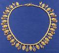 Etruscan Revival 18kt Gold and Garnet Fringe Necklace