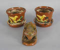 Two Breininger redware flower pots