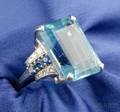 Platinum Aquamarine Sapphire and Diamond Ring