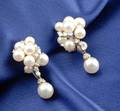 Cultured Pearl and Diamond Earpendants