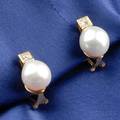 18kt Gold South Sea Cultured Pearl and Diamond Earclips