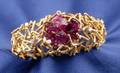 Abstract 14kt Gold Ruby and Diamond Bracelet