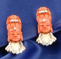 14kt Gold Coral and Diamond Earclips