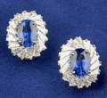 Platinum Sapphire and Diamond Earclips Oscar Heyman