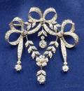 Edwardian Platinum and Diamond Bow PendantBrooch